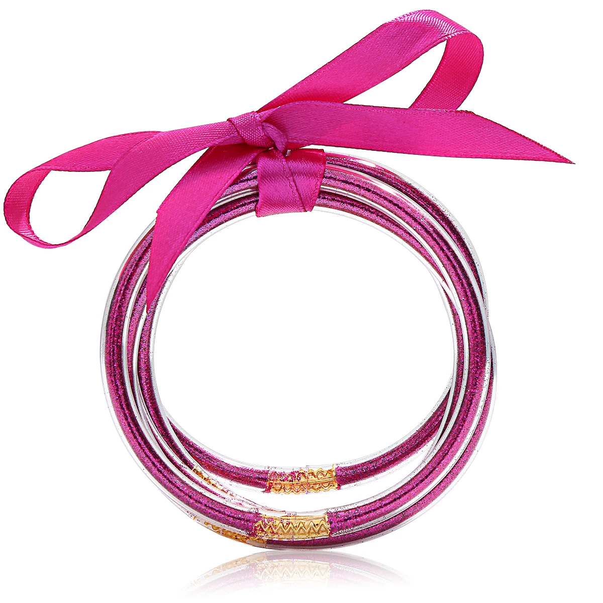 5 шт. блестящие желейные браслеты многоцветные силиконовые браслеты набор лент бант пудра декор Мода Дружба круг браслеты