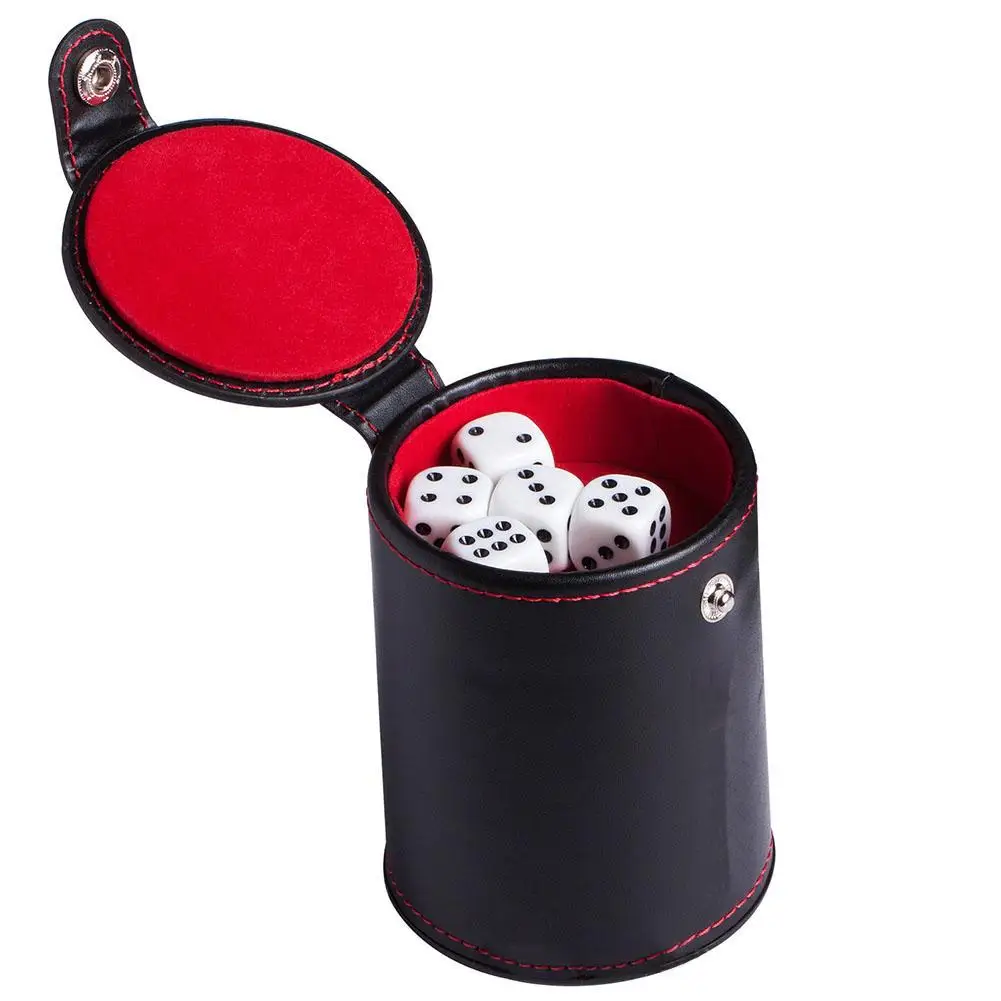 

hot 2019 Foreign Trade New PU Leather Flannel Mute Dice Cup Bar Game Supplies for Yahtzee Farkle Bar Party Dice Games