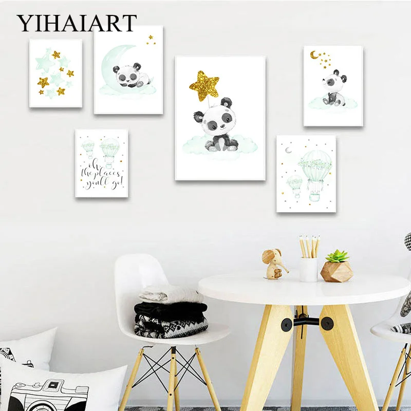 Настенная картина для детской комнаты декоративное полотно мятно-зеленого цвета