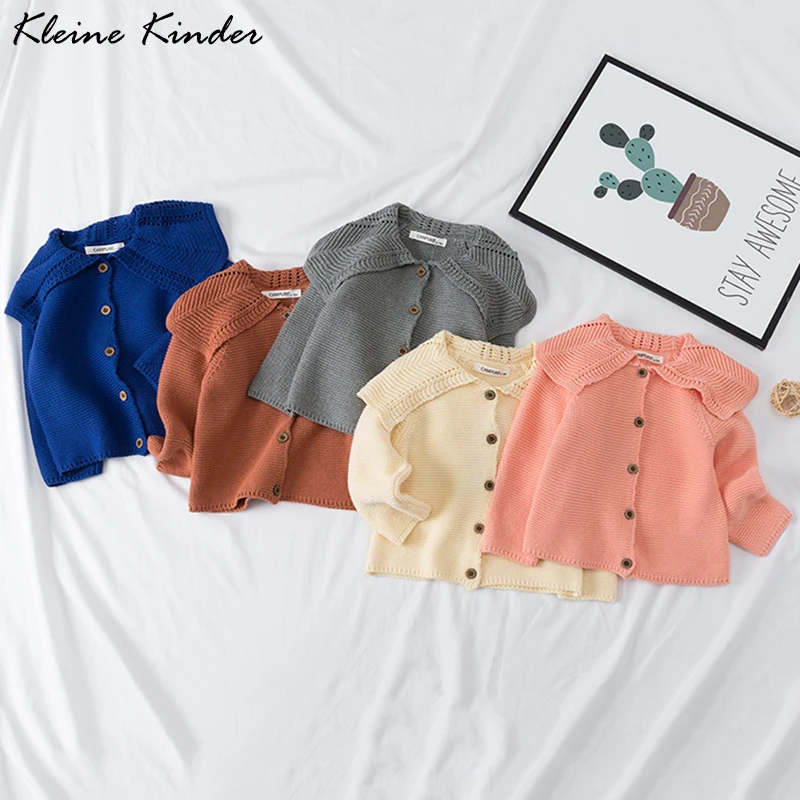 

1-3 Years Old Baby Girl Sweater Child Sweater Jacket Autumn Winter Boy Girls Cardigan Cotton Solid Knitted Coat Top for Children
