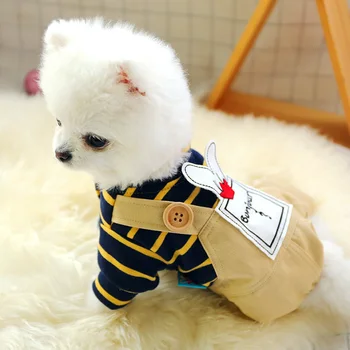 

Spirng Summer Dog Clothes Striped Rabbit Ear Bib Warm Clothes for Small Dogs Costumes Coat Jacket Puppy Shirt Dogs Pets Outfits