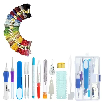 

Russian Embroidery Tool Box Manual Diy Poke Music Accessories Sewing Kit 50 Color Embroidery Tool Box Line Butterfly Set