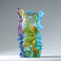 Luxury 3D Glass Vase Vivid Fish Lotus Flower Table Living Room Decor Home Garden Crystal Crafts Signify Fortune Richer Surplus 1