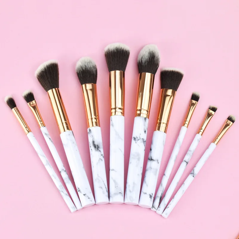 10Pcs/Set Marbling Makeup Brushes Kit Marble Pattern Brush Set Eye Shadow Beauty Make Up Brush Cosmetic Tools