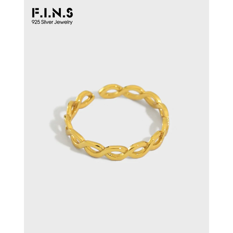 

F.I.N.S Stackable Minimalism Interwoven Fine Jewelry Twist S925 Sterling Silver Ring Hollowed Silver 925 Ring Korean Fashion