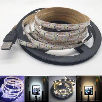 

5V 50CM 1M 2M 3M 4M 5M USB Cable Power LED strip light lamp SMD 3528 Christmas desk Decor lamp tape For TV Background Lighting