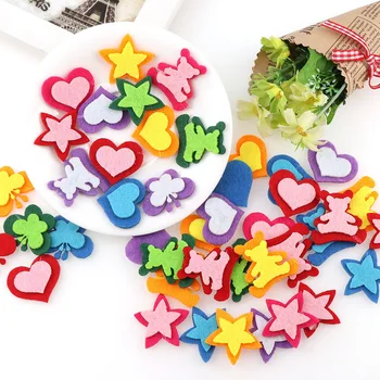 

10pc Colorful Fabric Felt Double Layer Heart Bear Star Cutting Felts Patch DIY Cloth Applique Wedding Room Scrapbook Decor Craft