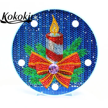 

5d Christmas candle diamond mosaic decoration DIY led Light Diamond Decoration bedside Night light full square diamond Stickers