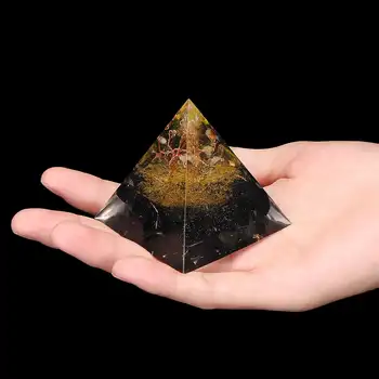 

6cm Orgonite Improve Fortune Help Business Tower Natural Crystal Energy Orgone Pyramid Decoration Process Resin Lucky Gift