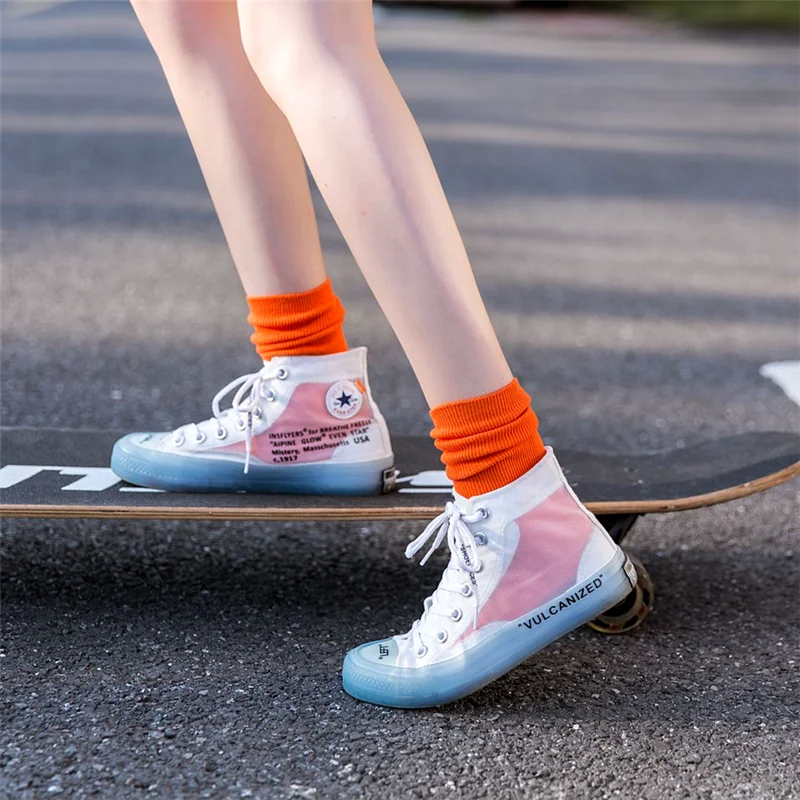 

New Color Harajuku Retro Women Lady Cotton Loose Socks Winter In Tube Korean Purple Blue Yellow Pink Designer Christmas Cute