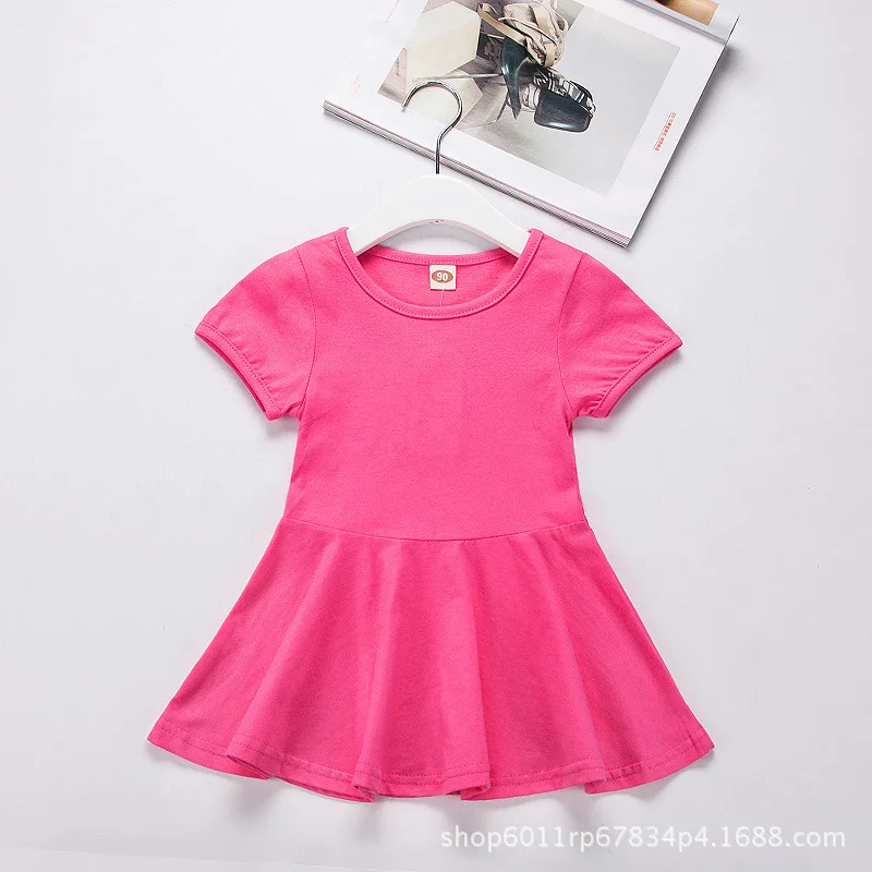Летнее платье из чистого хлопка для девочек от 1 до 6 лет платье принцессы для маленьких девочек жилет с рукавами одежда для детей - Цвет: rose red