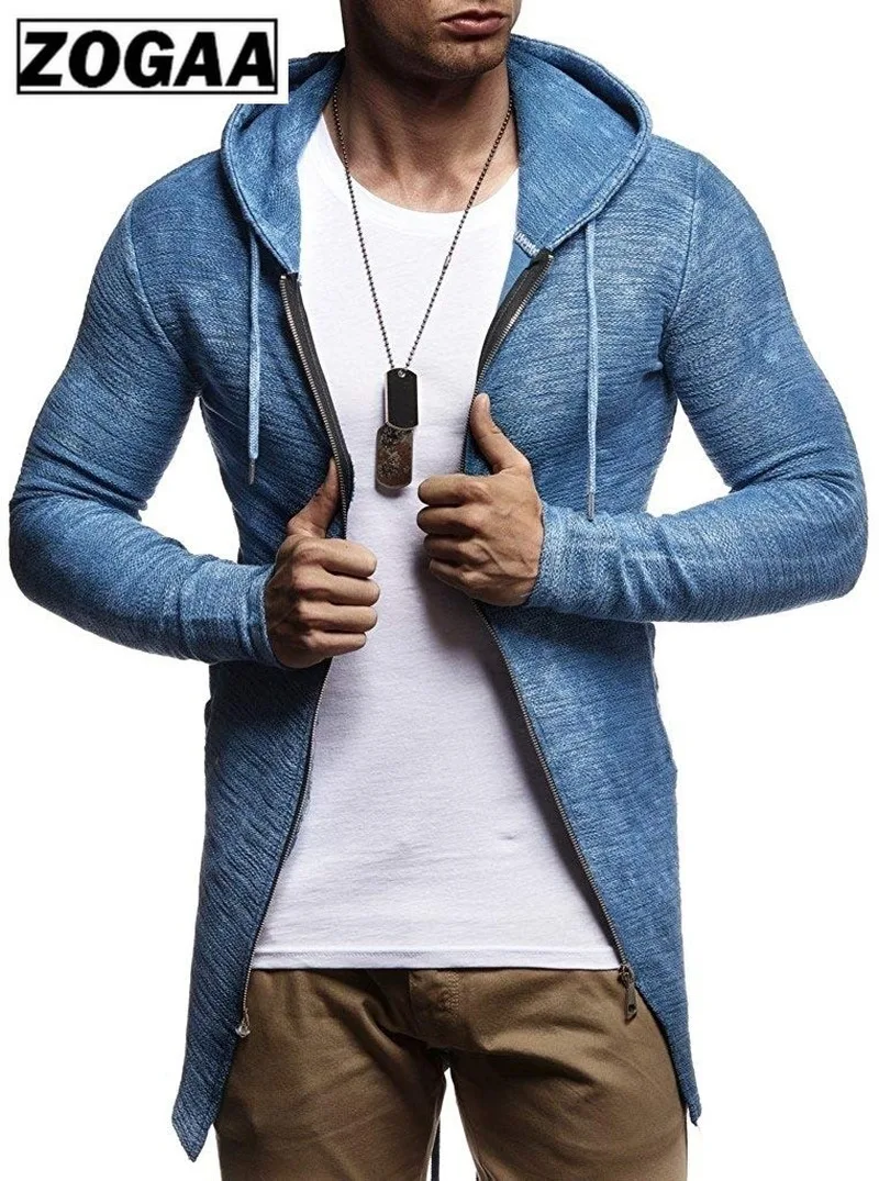 ZOGAA Sweater Cardigan Men's Autumn Winter Hooded Knitwear Sweater Coat Slim Zipper Long Sleeve Streetwear Men's Sweaters Jacket