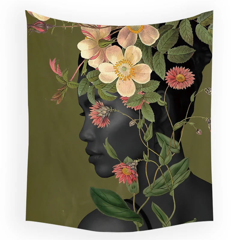 

Creative Plant Woman Tapestry Wall Hanging Aesthetic Hippie Tapestries Beach Towel Shawl Throw Sheet Home Room Decor