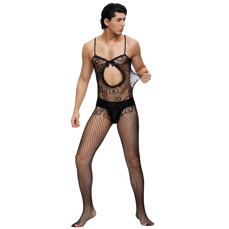 sexy lingerie mesh teddy man netting body stocking hot porno cosplay fun underwear sexy costumes intimates man hose bodysuits