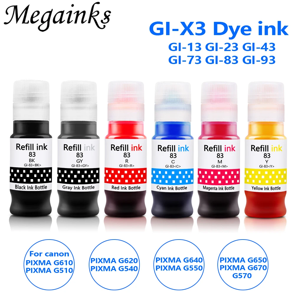 Universal GI 13 GI 23 GI 43 GI 53 GI 73 GI 83 GI 93 Refill dye ink for canon  PIXMA G610 G510 G620 G540 G640 G550 G650 G670 G570|Ink Refill Kits| -  AliExpress