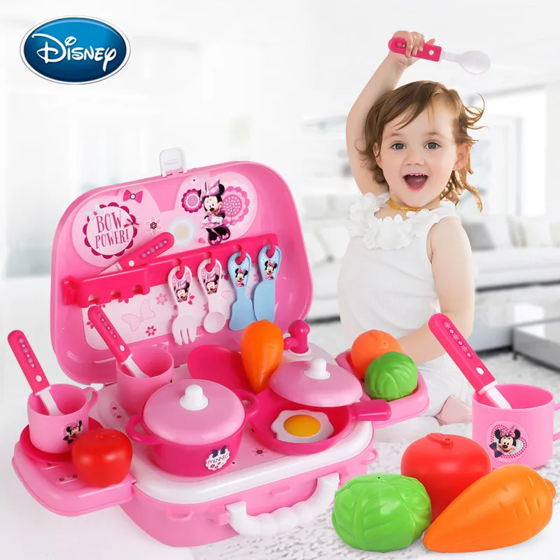 

Disney cartoon Minnie children's kitchen tableware food toy strap backpack girl play house makeup children's toys