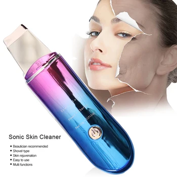 

Free Shipping Rechargeable Ultrasonic ion Facial Skin Scrubber Beauty Instrument Cleaning Spatula Peeling Blackhead Removal