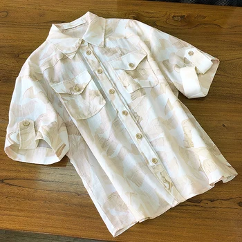 

Holiday Style Short Sleeve Blouses and Shirts 2020 Spring Summer New Arrival Holiday Style Printed Casual Loose Tops