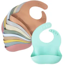 Silicone Bib Waterproof Infant Bibs Fashionable Baby Newborn Feeding Cloth Toddle Bibs Adjustable Saliva Towel For Boys Girls