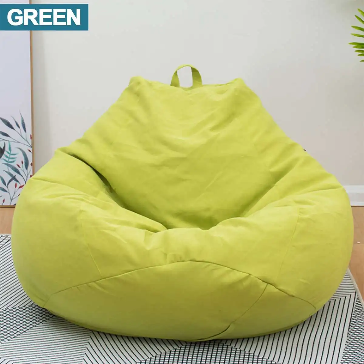 Диван-сумка, чехол для дивана, шезлонг, кресло, диван, османское сиденье, мебель для гостиной, без наполнителя, Beanbag, кровать, пуф, пуховый диван, ленивый, татами - Цвет: Green S