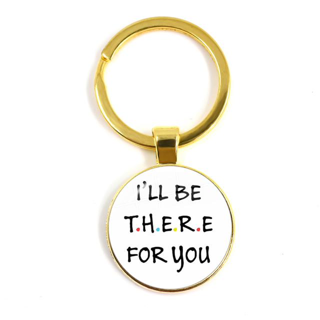 Friends TV Show Pendant Keychain Character Cartoon Fun Pattern 25mm Glass Cabochon Key Ring Keyholder Good Friend Gift