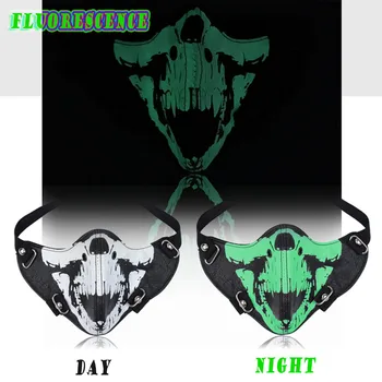 

Punk Leather Earloop Mouth Mask Outdoor Motorcycle Biker Half Washable Face Mask Face Cover Reusable Adjustive Sport Mask