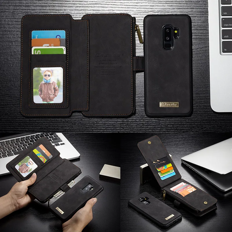 

CaseMe Vintage Genuine Leather Multifunction Wallet Detachable Phone Case for Samsung Galaxy S9 S8 S10 E Plus Note 9 8 Note10 5G