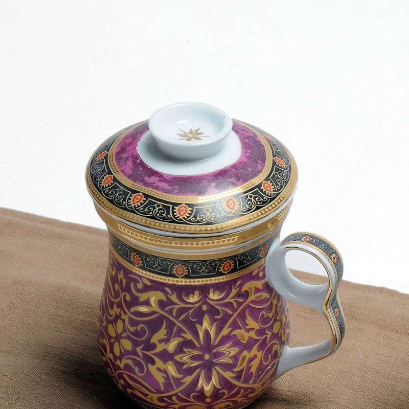 

Beautiful coffee tea Cup With filter Infuser lid Porcelain mug Teapot ceramic drinkware for office,home,car,nice gifts