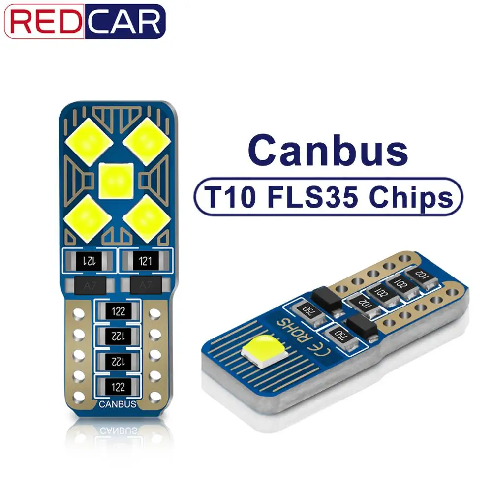 

1 шт., чипы FLS35, Canbus T10 W5W, светодиодная лампа без ошибок, фонарь для чтения, источник света для парковки автомобиля, автомобильная лампа 12 В
