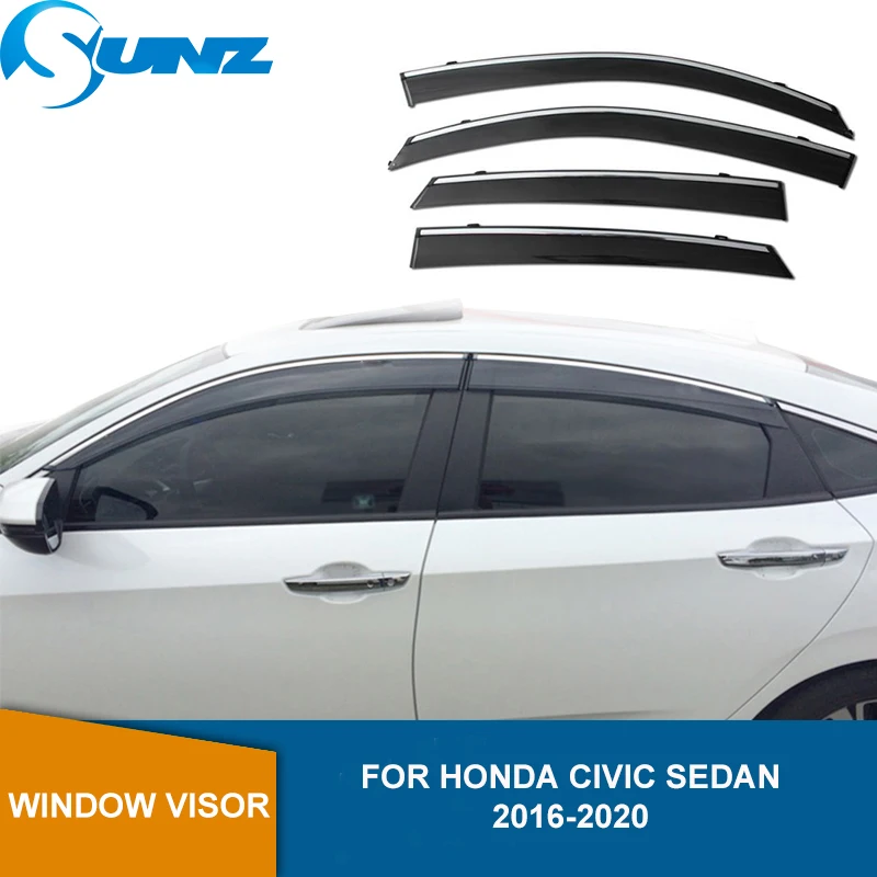 

Side Window Deflectors For Honda Civic Sedan 10th 2016 2017 2018 2019 2020 Door Visor Window Shields Sun Rain Guards SUNZ