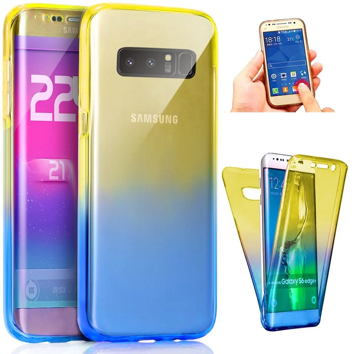 For Samsung S10 S9 S8 Plus S10e Note 10 9 8 S7 6 Edge Fashion Gradient Full Protection Transparent Soft Gel TPU Phone Case Cover |