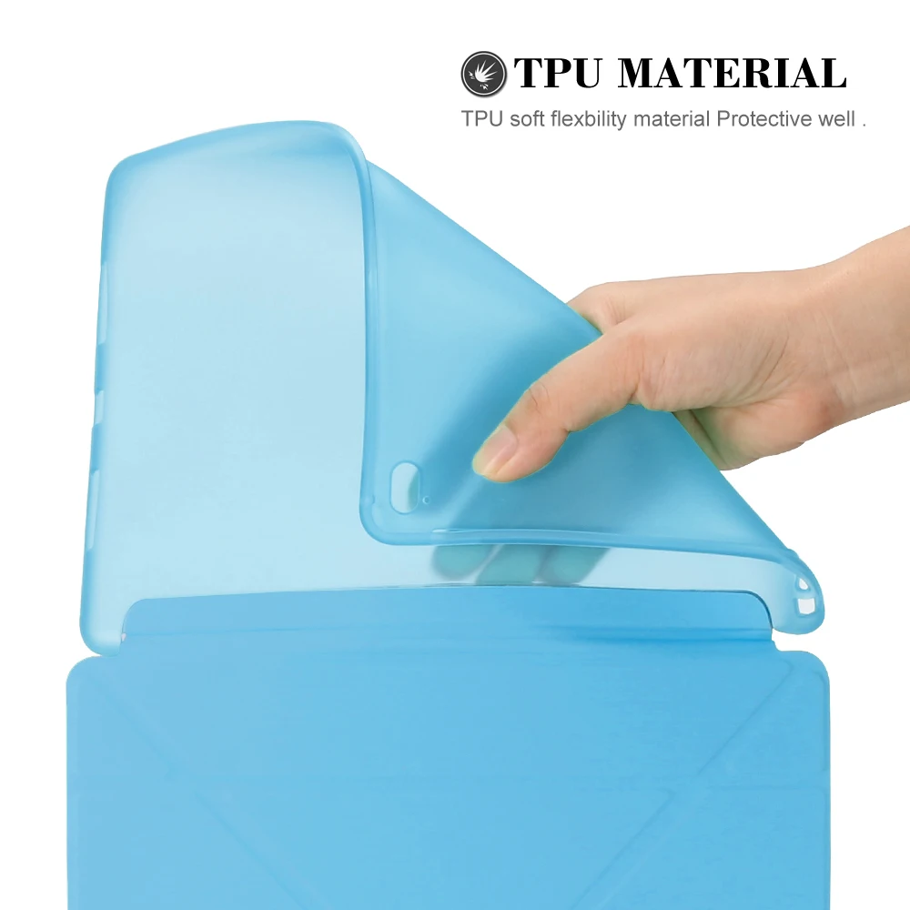 couro silicone multi-fold smart cover para ipad