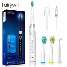 Fariywill Électrique Brosse À Dents Sonique FW-508 IPX7 Étanche Minuterie Intelligente Remplacement Têtes Rechargeable USB 5 Modes Adulte Adapté