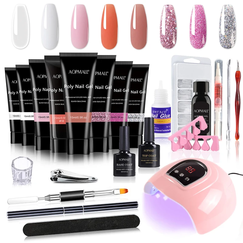 AOPMALL® Poly Nail Gel Set Extension Glue Kit For Manicure Set Nail UV/LED Acrylic Nail Polish Kit Nail Art Tool AOPMALL® Poly Nail Gel Set Extension Glue Kit For Manicure Set Nail UV/LED Acrylic Nail Polish Kit Nail Art Tool