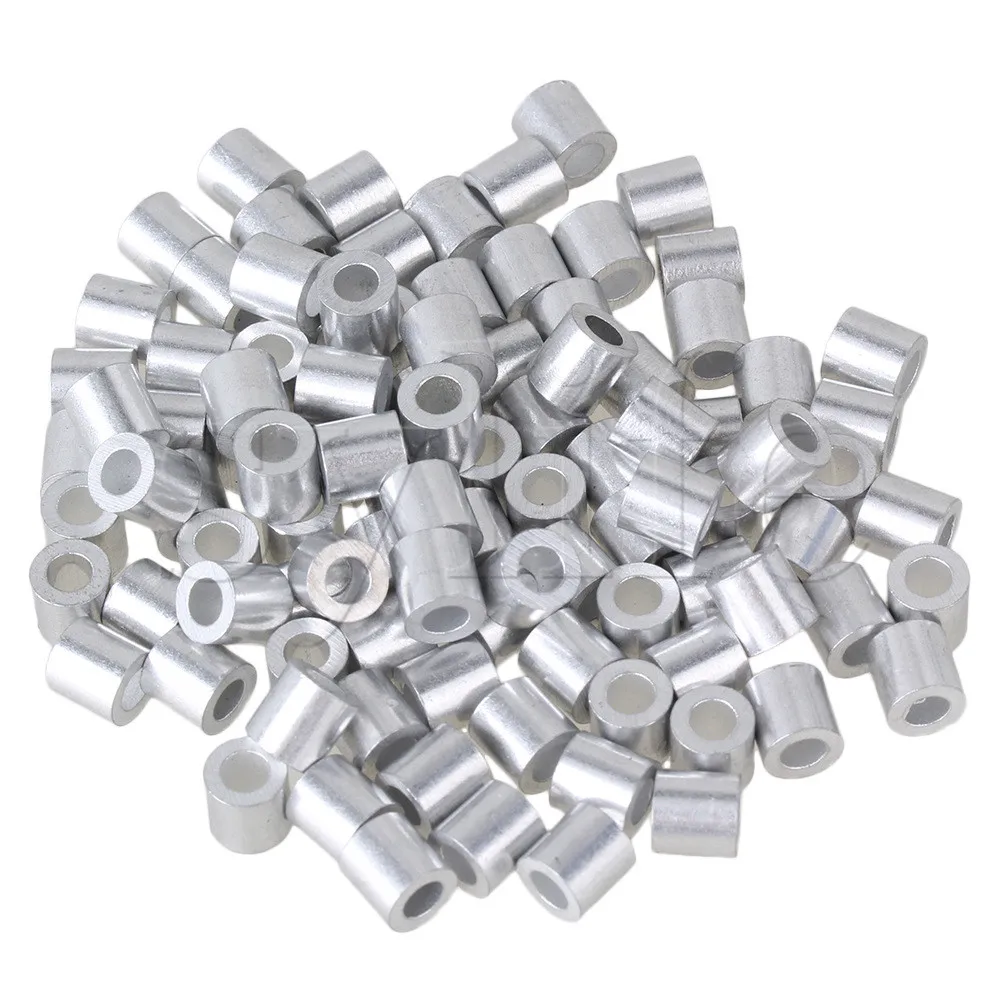 100 Pieces Round Silver M3 Aluminum Ferrule Sleeve Clip for 3mm Wire Ropes | Обустройство дома