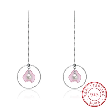 

INALIS 925 sterling silver wedding women's hanging pearl Drop earrings pendants jewelry for women for a girl