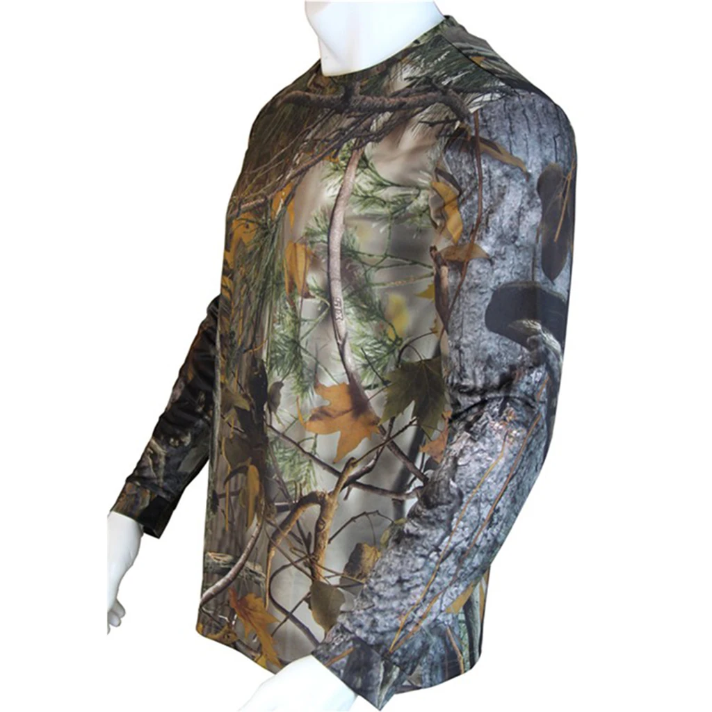 Дышащая Мужская охотничья камуфляжная футболка с длинным рукавом Антибактериальная дезодорант Crewnecks повседневная спортивная одежда