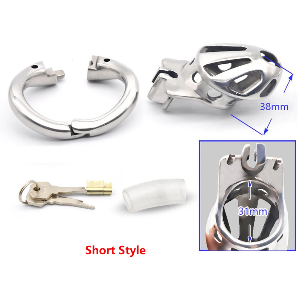 2020 New Male Chastity Devices Stainless Steel Cock Cage For Men Metal Chastity Belt Cock Ring Sex Toys Cock Lock Adult Game Toy