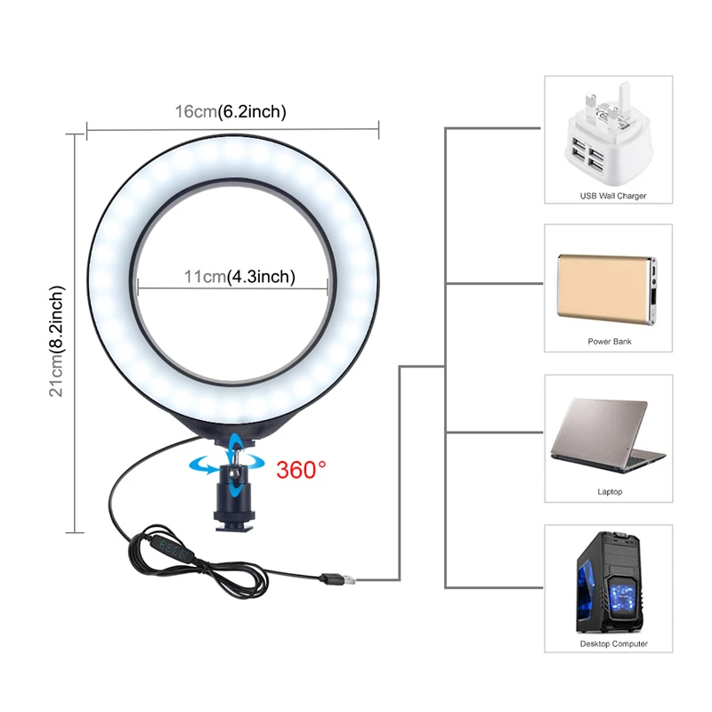 Настольный штатив-тренога, кольцевой светильник, комплекты, Youtube Live, светодиодный светильник для видео, ing, USB порт, двухцветный, 3200 K-5600 K, лампа для макияжа
