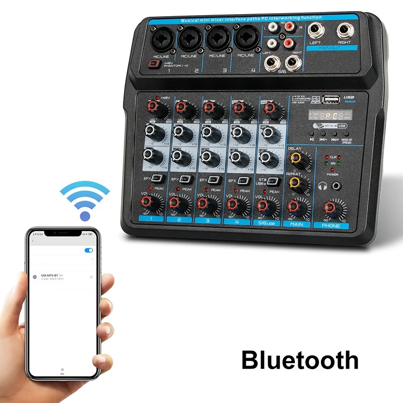 M-6 Portable Mini Mixer o DJ Console with Sound
