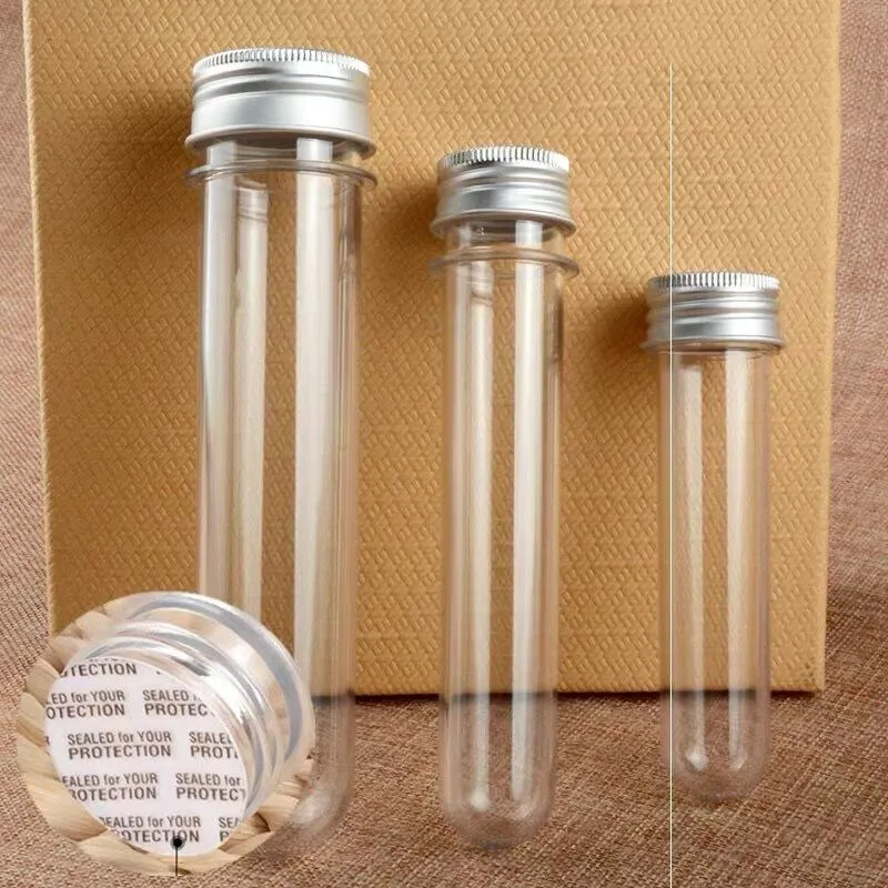 3pcs 30ml 40ml 60ml 80ml 100ml Plastic Clear Test Tubes With Screw Caps Candy Cosmetic Travel Lotion Containers Jars