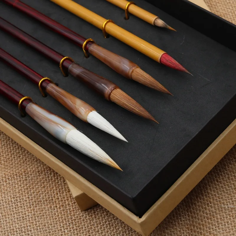 Brush Pen Tinta China Calligraphy Brushes with Gift Box Chinese Painting Brush Pen Bird Landscape Ink Painting Brushes Set