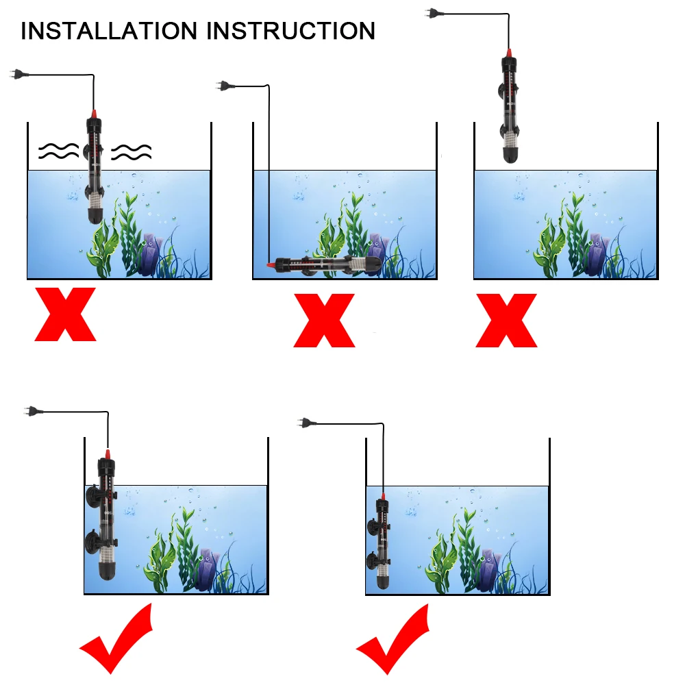 Aquarium thermostat Submersible Heater EU 220v-240v 25W Fish Tank Water Heating Temperature Heater Rod Aquarium Accessories