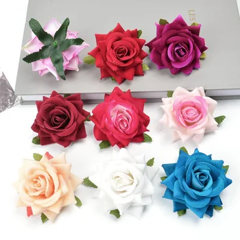 

5pcs 6cm artificial flower silk rose flower head For wedding home decoration DIY wreath scrapbook handmade Fake flower