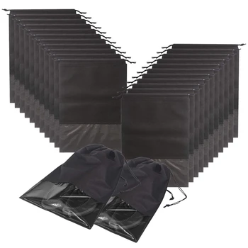 

24Pcs Travel Shoe Bags Waterproof Non-Woven With Rope For Men And Women Large Shoes Storage Pouch Organizers
