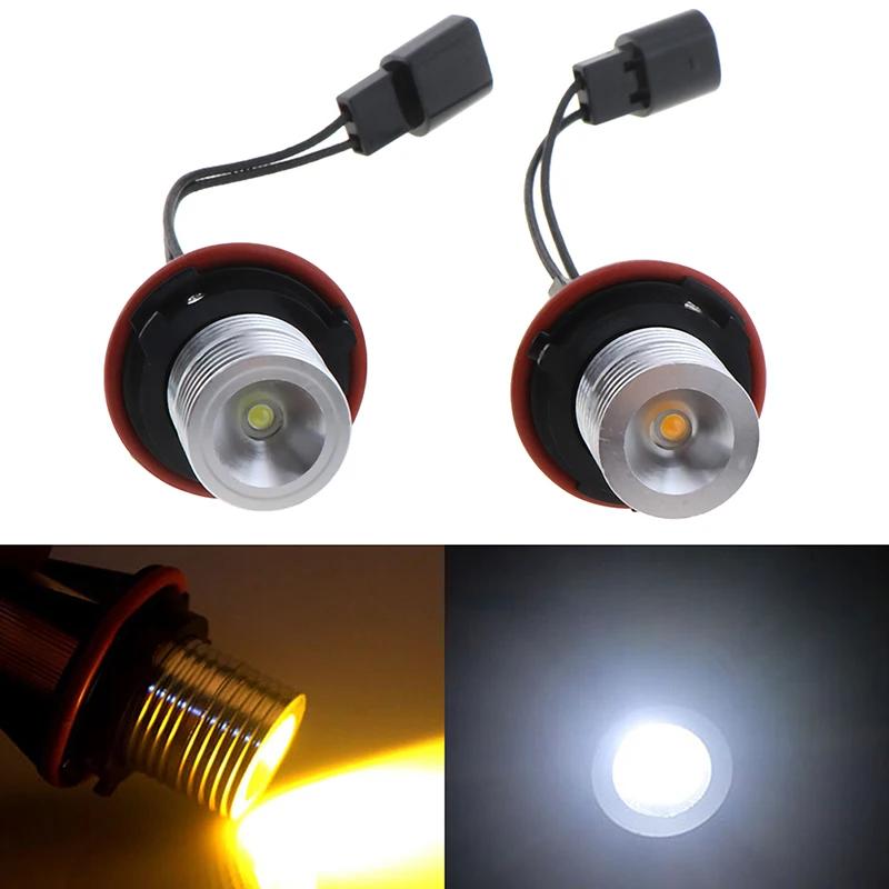 LED 엔젤 아이 링 마커 사이드 라이트, 화이트 옐로우 LED 전구, E39 E60 E87 X5, 1PC