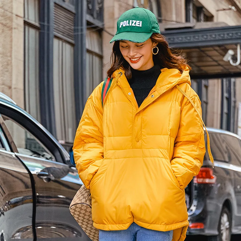 

S8038 Winter Boutique WOMEN'S Dress New Style Warm Solid Color Coat Non-mainstream Designer Brand Hooded Embroidered Cotton Coat