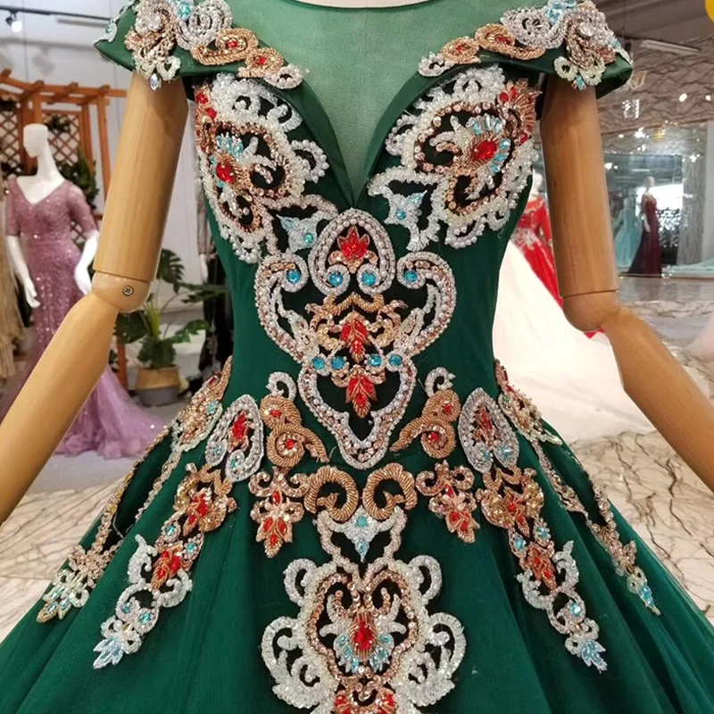 LSS146 зеленое вечернее платье праздничное с круглым вырезом и рукавами крылышками