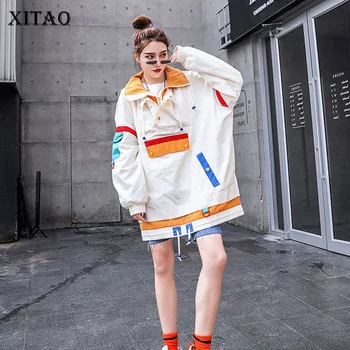 

XITAO Plus Size Women Hoodies Fashion New 2019 Patchwork Winter Pocket Small Fresh Casual Full Sleeve Minority Hoodies DMY1079