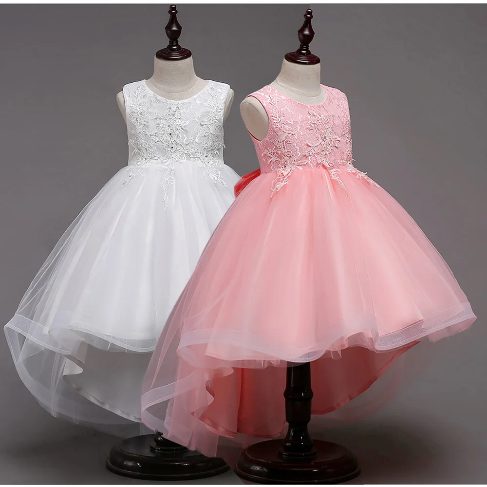 Cute Baby Girls Sleeveless Lace Floral Trailing Dress Princess Tutu Party Dress